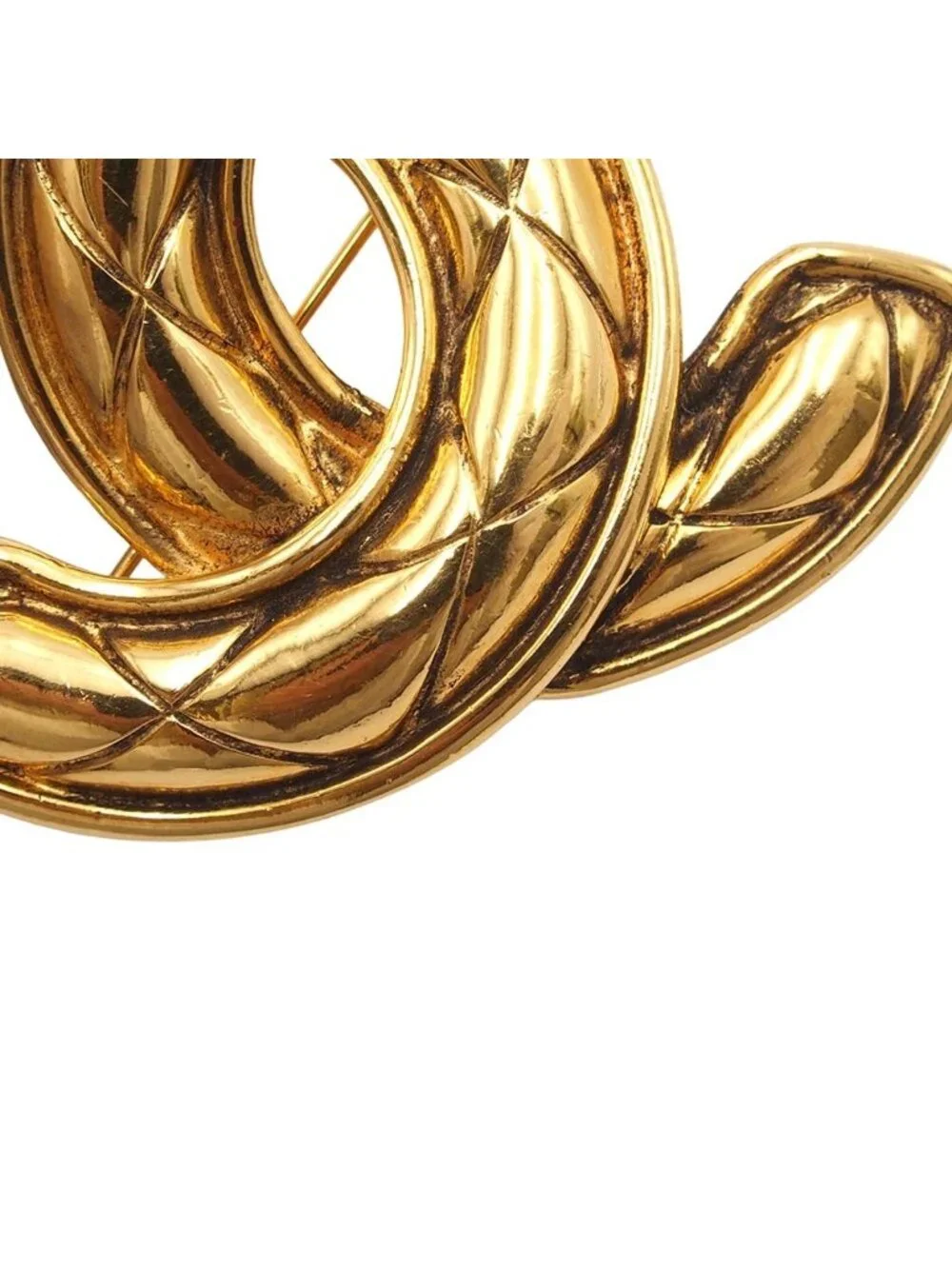 Chanel Brooch CC Logo Gold Metal Vintage